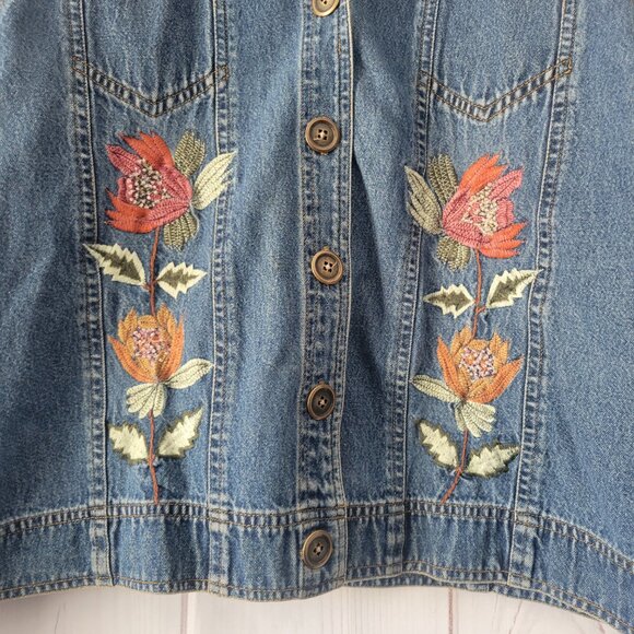 Vintage Ikon Clothing Embroidered/Beaded 100% Cotton Denim Button-Down Jacket - Picture 3 of 10